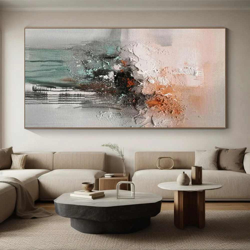 Abstract_Teal_Neutrals_Textured_Abstract_Artwork_7WQ2H wall art